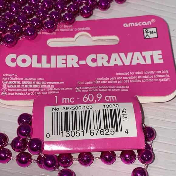 Pink Beaded Tie Necklace - Picture 6 of 8